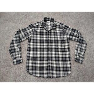 GAP Button Up Shirt Mens Medium Gray‎ Plaid Untucked Long Sleeve Preppy Casual